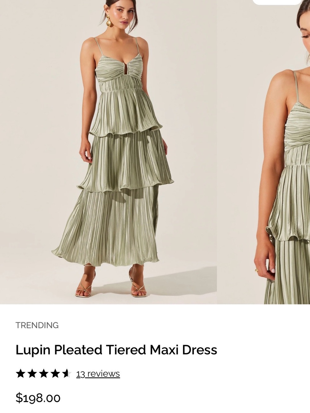 Astr Pleated Tiered Maxi Dress - Sage